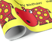 Funny Red Hippo Birthday Gift Wrap Cadeaupapier (Rol Hoek)