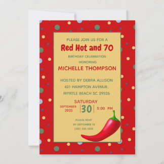 Funny Red Hot 70th Birthday-uitnodigingen Kaart