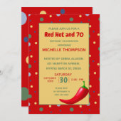 Funny Red Hot 70th Birthday-uitnodigingen Kaart (Voorkant / Achterkant)