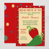 Funny Red Hot 70th Birthday-uitnodigingen Kaart (Voorkant / Achterkant)