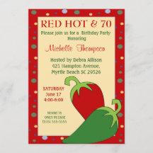 Funny Red Hot 70th Birthday-uitnodigingen