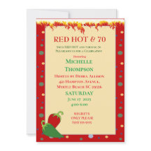 Funny Red Hot 70th Birthday-uitnodigingen