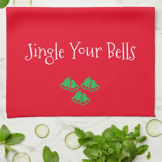 Funny Red Jingle Bells Kitchen Towel Theedoek (Gevouwen)