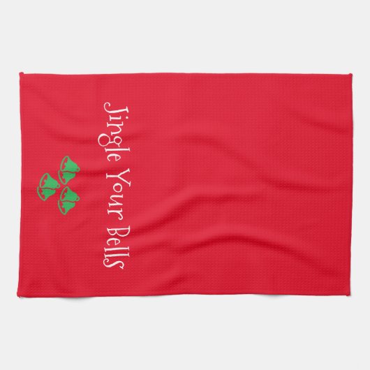 Funny Red Jingle Bells Kitchen Towel Theedoek (Horizontaal)