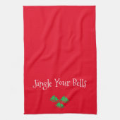 Funny Red Jingle Bells Kitchen Towel Theedoek (Verticaal)