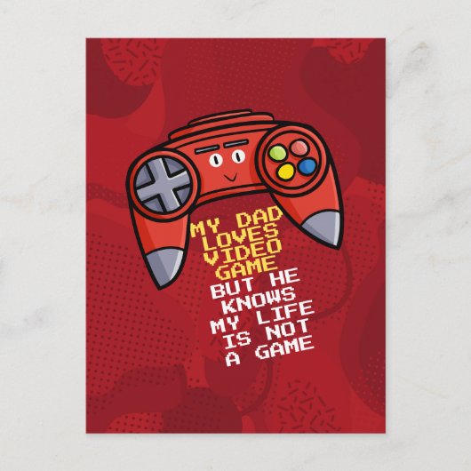 Funny Red Joystick Vaderdag Briefkaart (Voorkant)