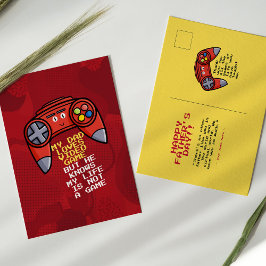 Funny Red Joystick Vaderdag Briefkaart