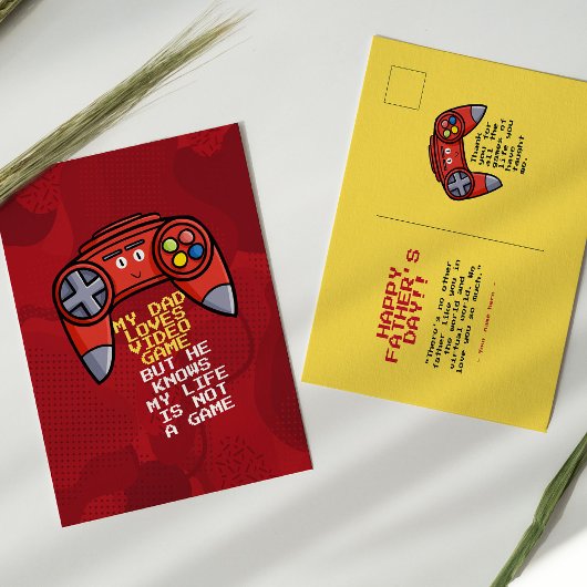 Funny Red Joystick Vaderdag Briefkaart