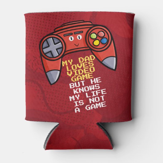 Funny Red Joystick Vaderdag Groet Blikjeskoeler (Voorkant)