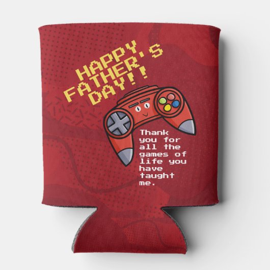 Funny Red Joystick Vaderdag Groet Blikjeskoeler (Achterkant)