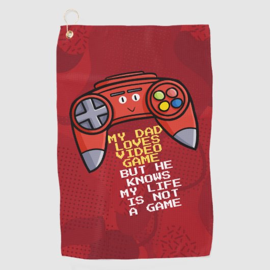 Funny Red Joystick Vaderdag Groet Golfhanddoek (Voorkant)
