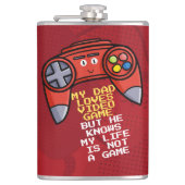 Funny Red Joystick Vaderdag Groet Heupfles (Voorkant)