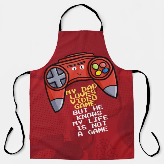 Funny Red Joystick Vaderdag Groet Schort (Voorkant)