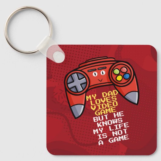 Funny Red Joystick Vaderdag Groet Sleutelhanger (Voorkant)