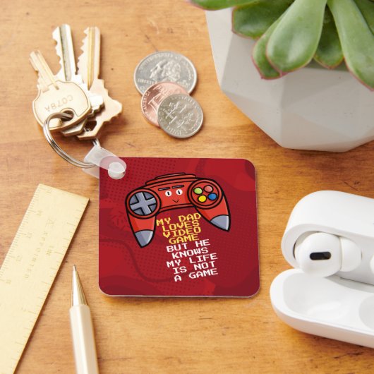 Funny Red Joystick Vaderdag Groet Sleutelhanger (Bureau)