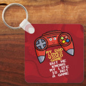 Funny Red Joystick Vaderdag Groet Sleutelhanger (Voorkant)