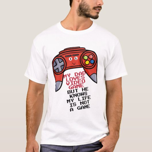 Funny Red Joystick Vaderdag Wit T-shirt (Voorkant)