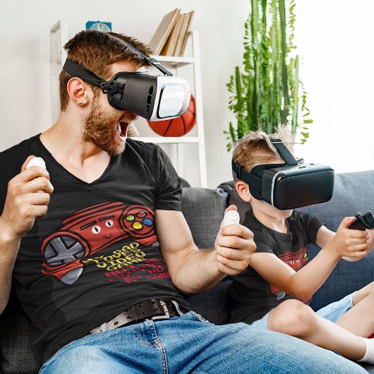 Funny Red Joystick Vaderdag Zwart T-shirt