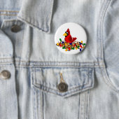 Funny Red Kardinaal in Nest met kerstlichten Ronde Button 5,7 Cm (In situ)