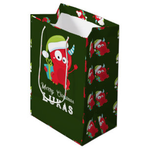 Funny Red Kerstmonster Kinder feestdag Medium Cadeauzakje