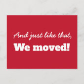 Funny Red Minimal Typography Moving Announance Briefkaart (Voorkant)