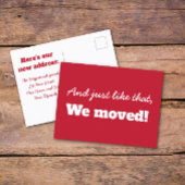 Funny Red Minimal Typography Moving Announance Briefkaart
