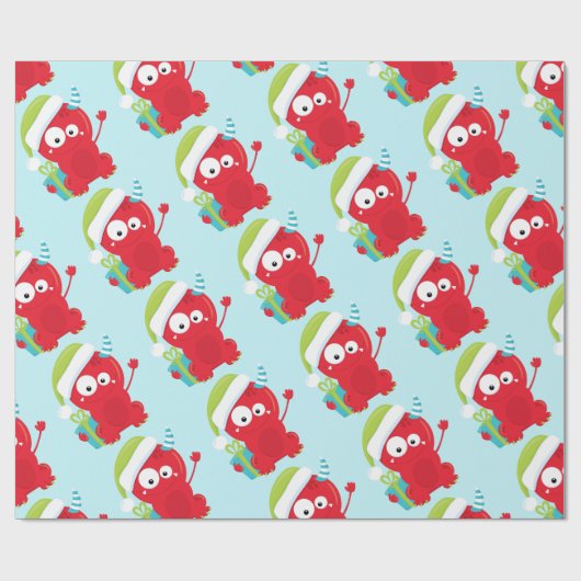 Funny Red Monster Kerstmis Cadeaupapier (Vlak)