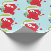 Funny Red Monster Kerstmis Cadeaupapier (Hoek)