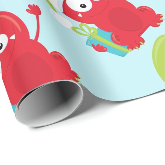 Funny Red Monster Kerstmis Cadeaupapier (Rol Hoek)