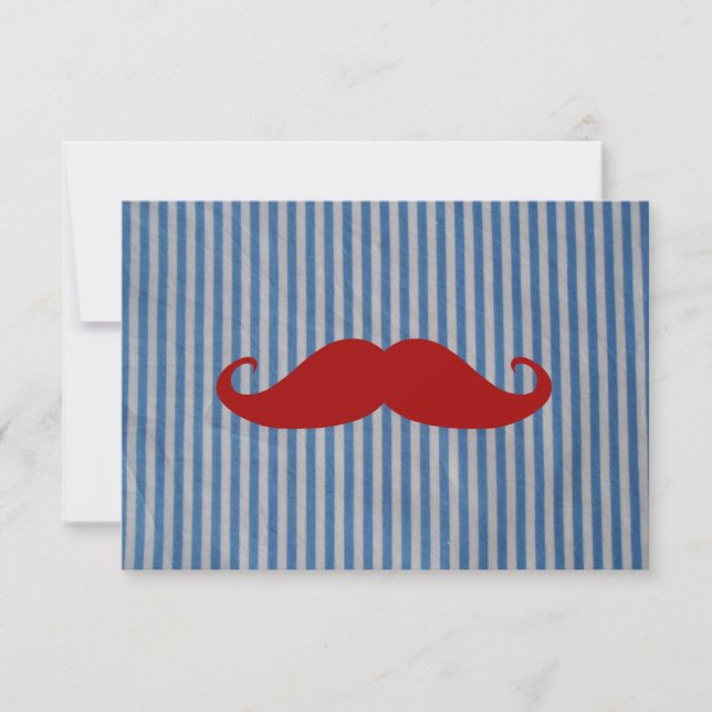 Funny Red Mustache en Blue White Stripes (Voorkant)