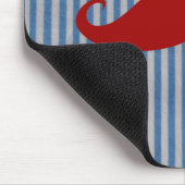 Funny Red Mustache en Blue White Stripes Muismat (Hoek)