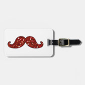 FUNNY RED MUSTACHE PRINTED GLITTER BAGAGELABEL (Voorkant horizontaal)