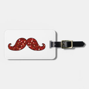 FUNNY RED MUSTACHE PRINTED GLITTER BAGAGELABEL