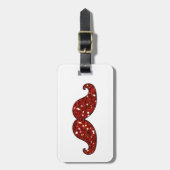 FUNNY RED MUSTACHE PRINTED GLITTER BAGAGELABEL (Voorkant verticaal)