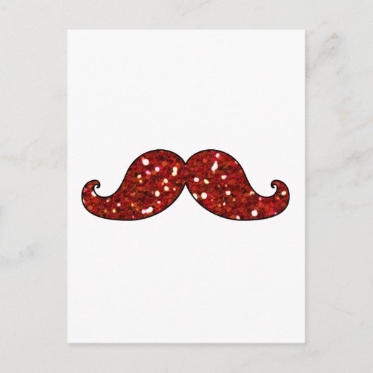 FUNNY RED MUSTACHE PRINTED GLITTER BRIEFKAART (Voorkant)