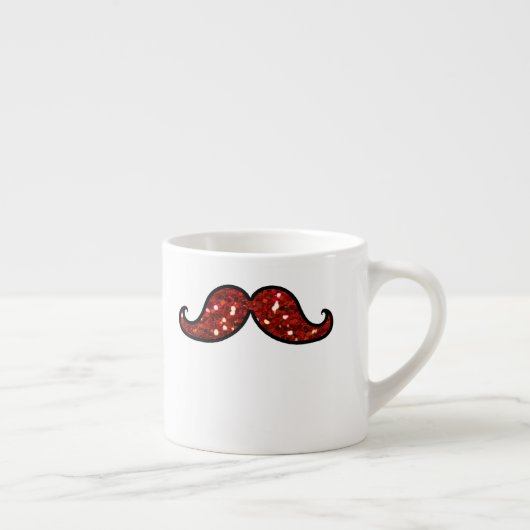 FUNNY RED MUSTACHE PRINTED GLITTER ESPRESSO KOP (Rechts)
