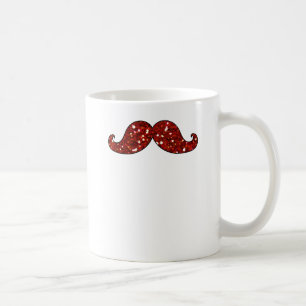 FUNNY RED MUSTACHE PRINTED GLITTER KOFFIEMOK
