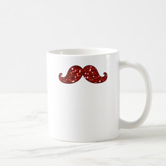 FUNNY RED MUSTACHE PRINTED GLITTER KOFFIEMOK (Rechts)