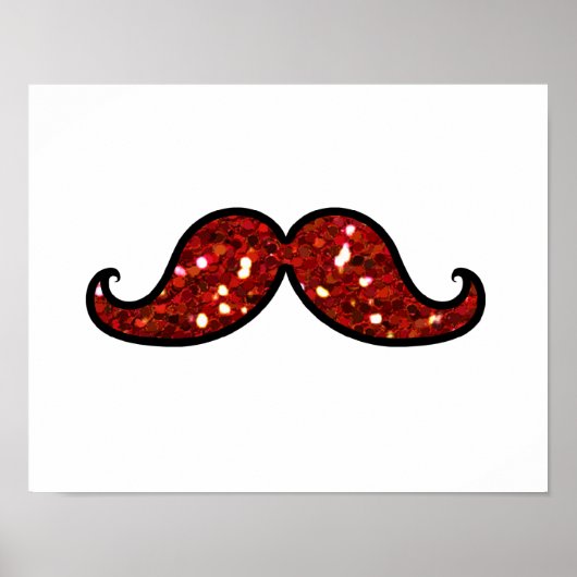 FUNNY RED MUSTACHE PRINTED GLITTER POSTER (Voorkant)