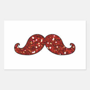 FUNNY RED MUSTACHE PRINTED GLITTER RECHTHOEKIGE STICKER