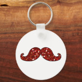 FUNNY RED MUSTACHE PRINTED GLITTER SLEUTELHANGER (Voorkant)