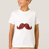 FUNNY RED MUSTACHE PRINTED GLITTER T-SHIRT (Voorkant)