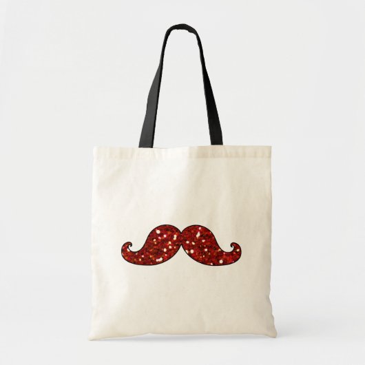 FUNNY RED MUSTACHE PRINTED GLITTER TOTE BAG (Voorkant)
