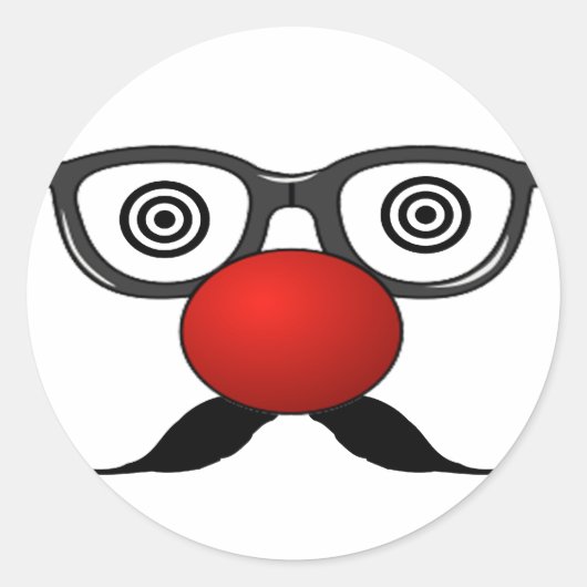 Funny Red Nose rare glazen snor Ronde Sticker (Voorkant)