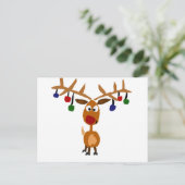 Funny Red Nosed-rendierkerstkunst Feestdagenkaart (Staand voorkant)