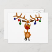 Funny Red Nosed-rendierkerstkunst Feestdagenkaart (Voorkant / Achterkant)