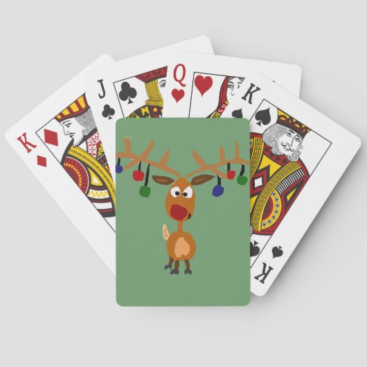 Funny Red Nosed-rendierkerstkunst Pokerkaarten (Achterkant)