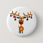 Funny Red Nosed-rendierkerstkunst Ronde Button 5,7 Cm (Voorkant)