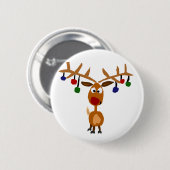 Funny Red Nosed-rendierkerstkunst Ronde Button 5,7 Cm (Voorkant /achterkant)