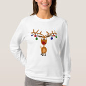 Funny Red Nosed-rendierkerstkunst T-shirt (Voorkant)
